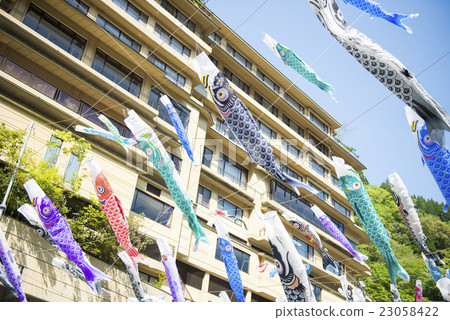 Carp streamers of Shikade Onsen 23058422