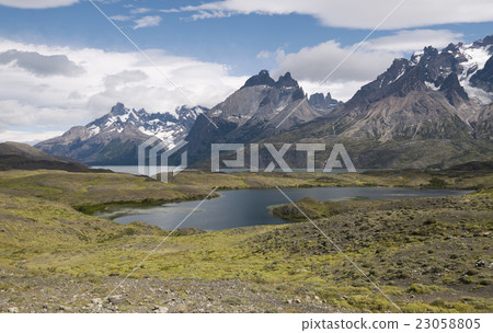 Panoramic view of Torres Del Paine National Park  Panoramic view of Torres Del Paine National Park  23058805