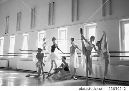 The seven ballerinas at ballet bar The seven ballerinas at ballet bar 23059242