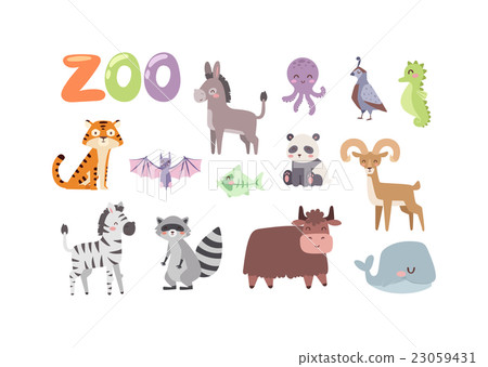 Zoo animals vector set. 23059431