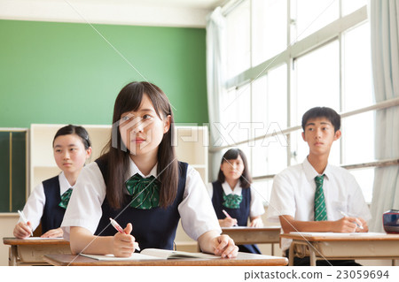 Students taking classes at junior high school 23059694