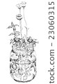 Illustration of flower pen drawing in a bottle 23060315