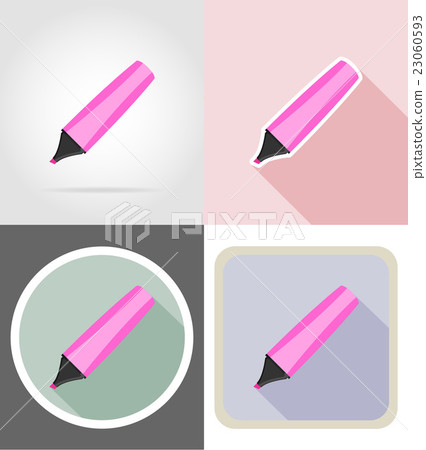 marker stationery equipment set flat icons vector 23060593
