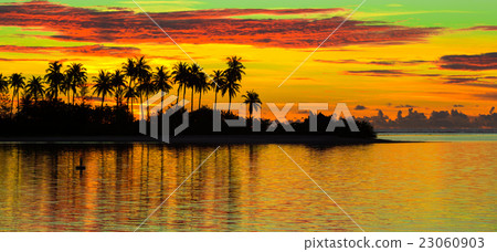 Beautiful colorful sunset in tropical island at Beautiful colorful sunset in tropical island at 23060903