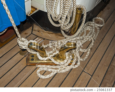 Sea knot on a ship deck Sea knot on a ship deck 23061337
