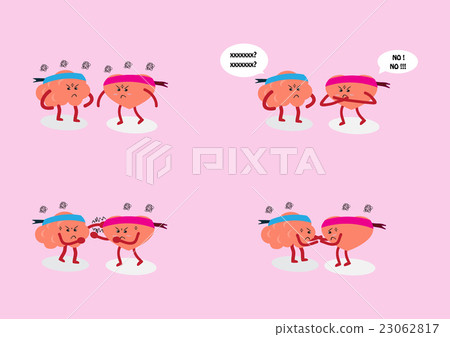 brain and heart cartoon fighting together 23062817