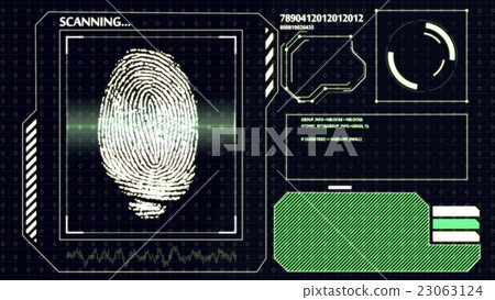 Scanning human fingerprint. Interface HUD. - Stock Illustration ...