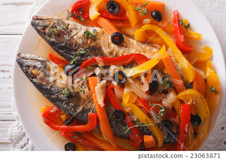 Escabeche of mackerel fish with vegetables 23063871
