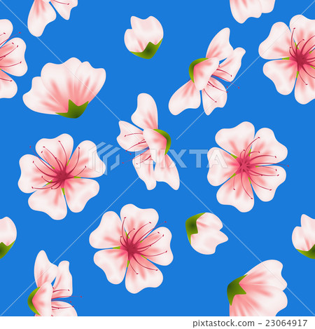 Vector seamless sakura blue pattern Vector seamless sakura blue pattern 23064917
