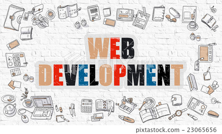 Web Development Concept with Doodle Design Icons. 23065656