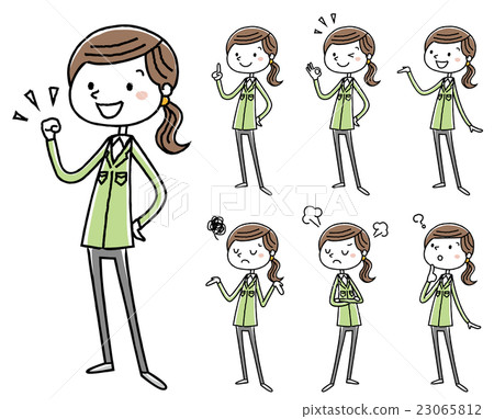 Women pose variation of work clothes 23065812
