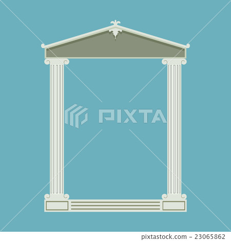 Antique marble temple front with ionic columns 23065862