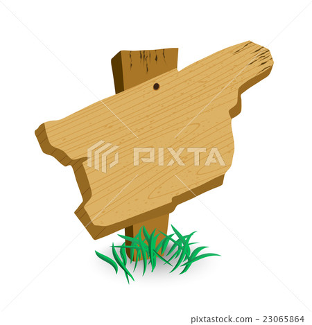 Wooden sign with green grass 23065864