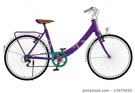 Ladies purple urban sports bike isolated on white  23070098
