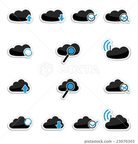 Cloud computing icon set on white background Cloud computing icon set on white background 23070303