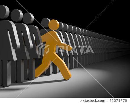 Man run from crowd of women's Man run from crowd of women's 23071776