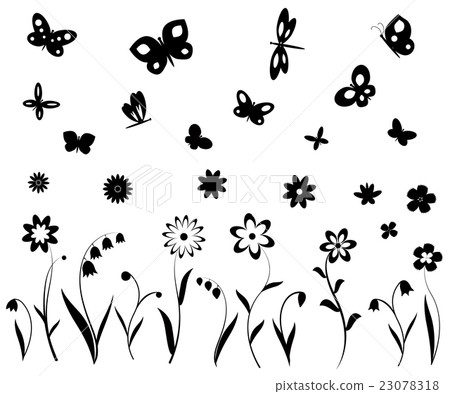 Flowers, butterflies and dragonflies Flowers, butterflies and dragonflies 23078318