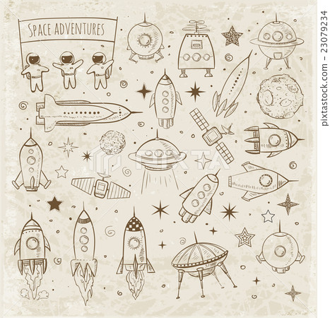 Collection of sketchy space objects Collection of sketchy space objects 23079234