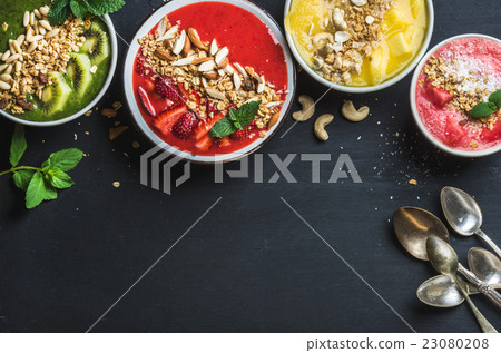 Healthy summer breakfast concept. Colorful fruit Healthy summer breakfast concept. Colorful fruit 23080208