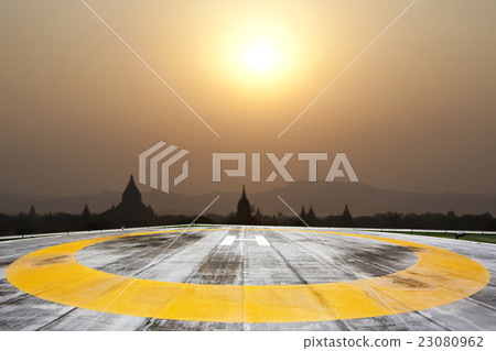 Helipad on Sunset background 23080962