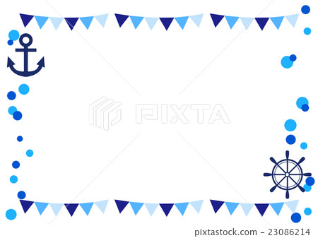 Marine Frame Of Garland And Polka Dots - Stock Illustration [23086214 