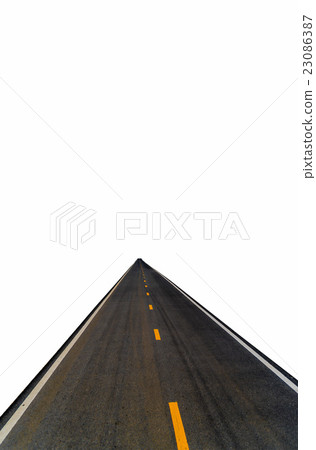The long straight road isolated on white backgound The long straight road isolated on white backgound 23086387