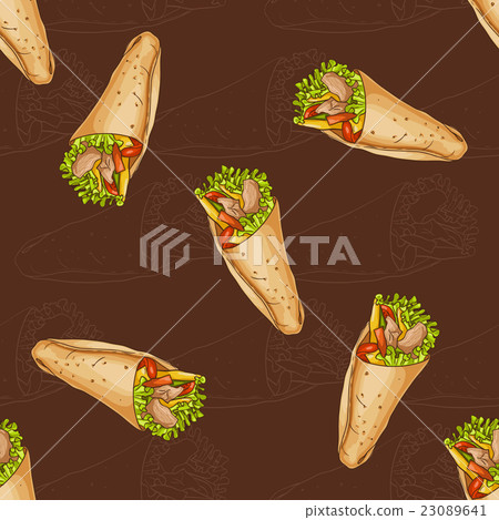 Seamless pattern burrito scetch and color Seamless pattern burrito scetch and color 23089641