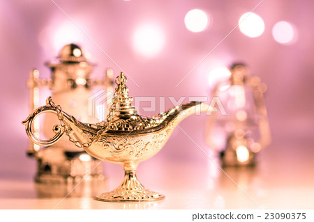 Aladdin's magic lamp in colorful background 23090375