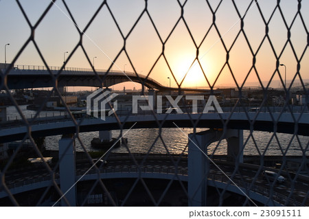 Senbonmatsu Ohashi (sunset bridge) at sunset 23091511