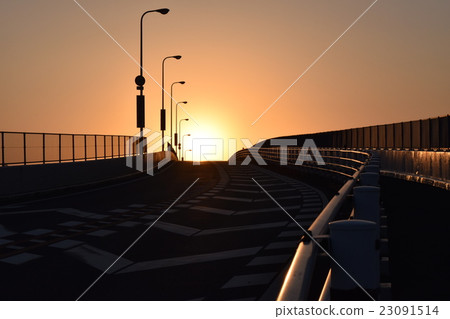 Sunset desired from the Senbonmatsu Bridge (glasses bridge) 23091514