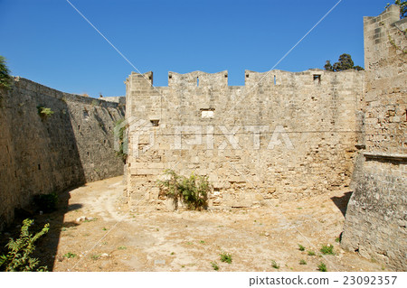 Medieval city walls in Rhodes town, Greece Medieval city walls in Rhodes town, Greece 23092357