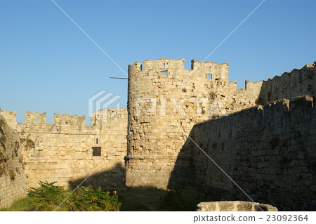 Medieval city walls in Rhodes town, Greece Medieval city walls in Rhodes town, Greece 23092364