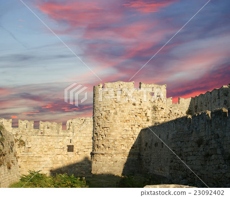 Medieval city walls in Rhodes town, Greece Medieval city walls in Rhodes town, Greece 23092402