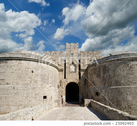 Medieval city walls in Rhodes town, Greece Medieval city walls in Rhodes town, Greece 23092403