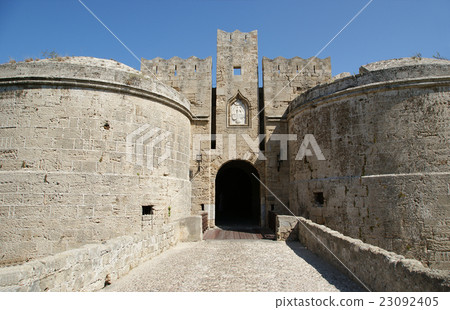 Medieval city walls in Rhodes town, Greece Medieval city walls in Rhodes town, Greece 23092405