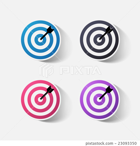 Paper clipped sticker: darts target - Stock Illustration [23093350] - PIXTA