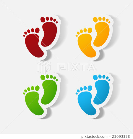Paper clipped sticker: Footprint symbol. Paper clipped sticker: Footprint symbol. 23093358