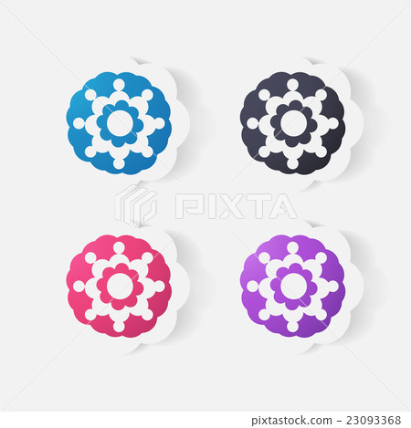 Realistic paper sticker: flowers. camomile Realistic paper sticker: flowers. camomile 23093368