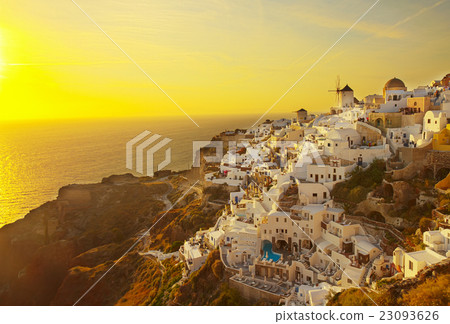 windmill of Oia at sunset, Santorini windmill of Oia at sunset, Santorini 23093626