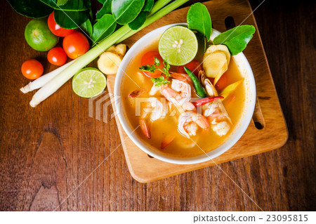 Tom yam kong or Tom yum soup. Thai food. 23095815
