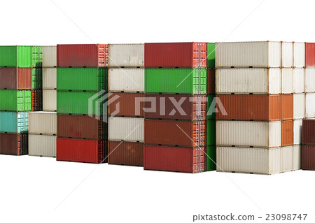 Stack of Containers Cargo on white with path 23098747