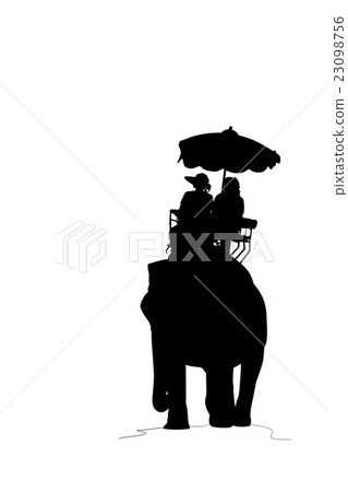 silhouette elephant and tourist on white silhouette elephant and tourist on white 23098756
