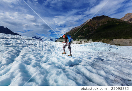Hiker on glacier 23098883