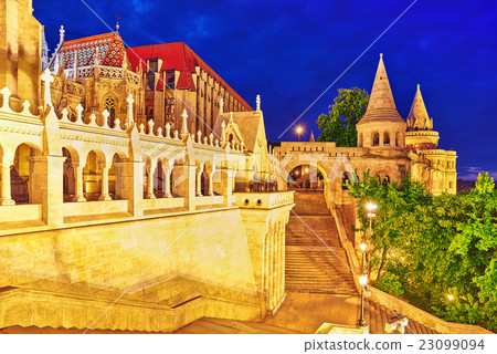 View on the Old Fisherman Bastion in Budapest. View on the Old Fisherman Bastion in Budapest. 23099094