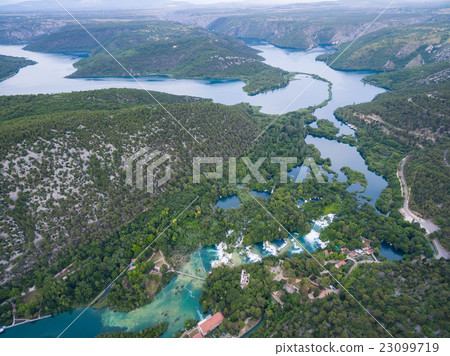 aerial view of Krka waterfalls 23099719