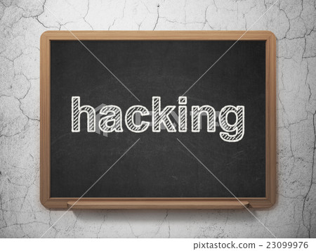 Security concept: Hacking on chalkboard background Security concept: Hacking on chalkboard background 23099976