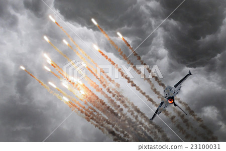 Military jet firing of flares Military jet firing of flares 23100031