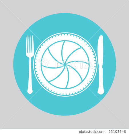 Camera lens with fork and knife Camera lens with fork and knife 23103348