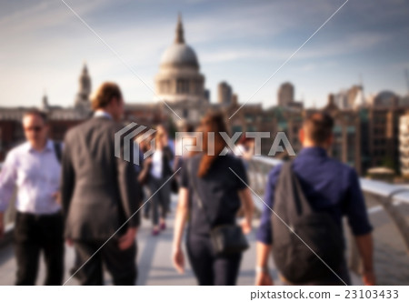 Blurred background of crowd of people, London 23103433