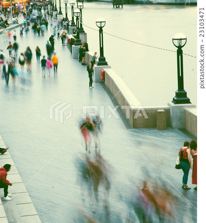 Blurred background of crowd of people, London 23103471